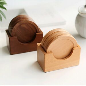Wooden Coaster With Holder (6 in 1 Set)