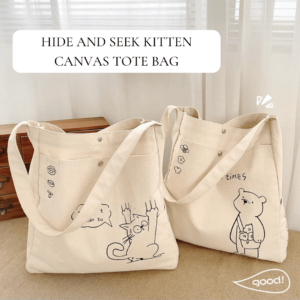 Hide and Seek Kitten Canvas Tote Bag