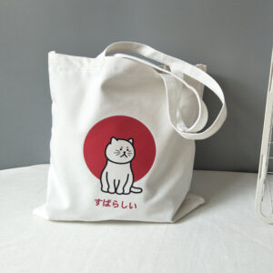 Japanese Kitten Canvas Tote Bag