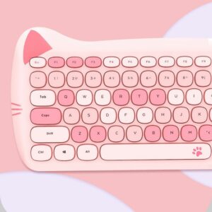 Pastel Cat Wireless Keyboard and Mouse Set