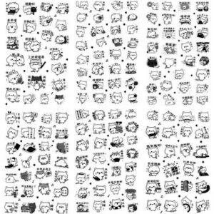 Sticker Pack – Smiley Cat – B&W Type A