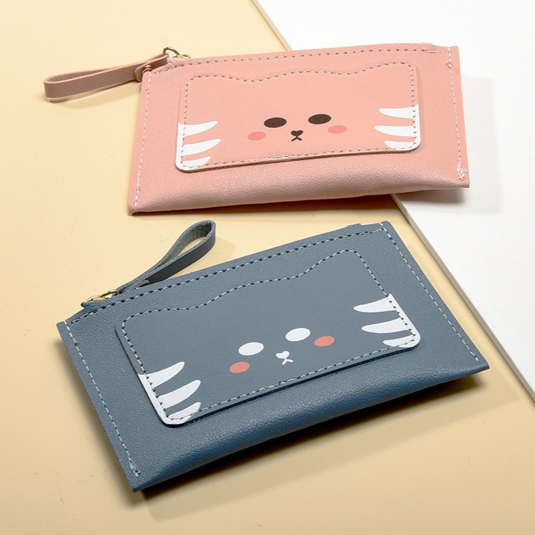 Cat Face Leather Card Holder