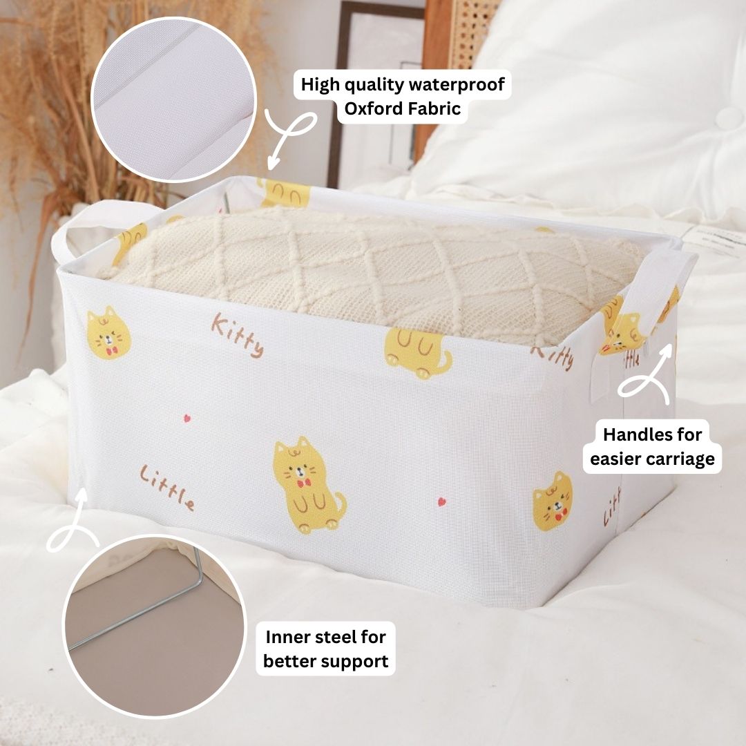 Little Cat Oxford Fabric Storage Box With Handle