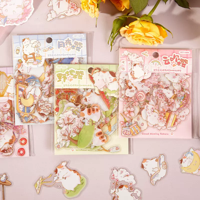 Sticker Pack – Sakura Cat Series (40pcs)