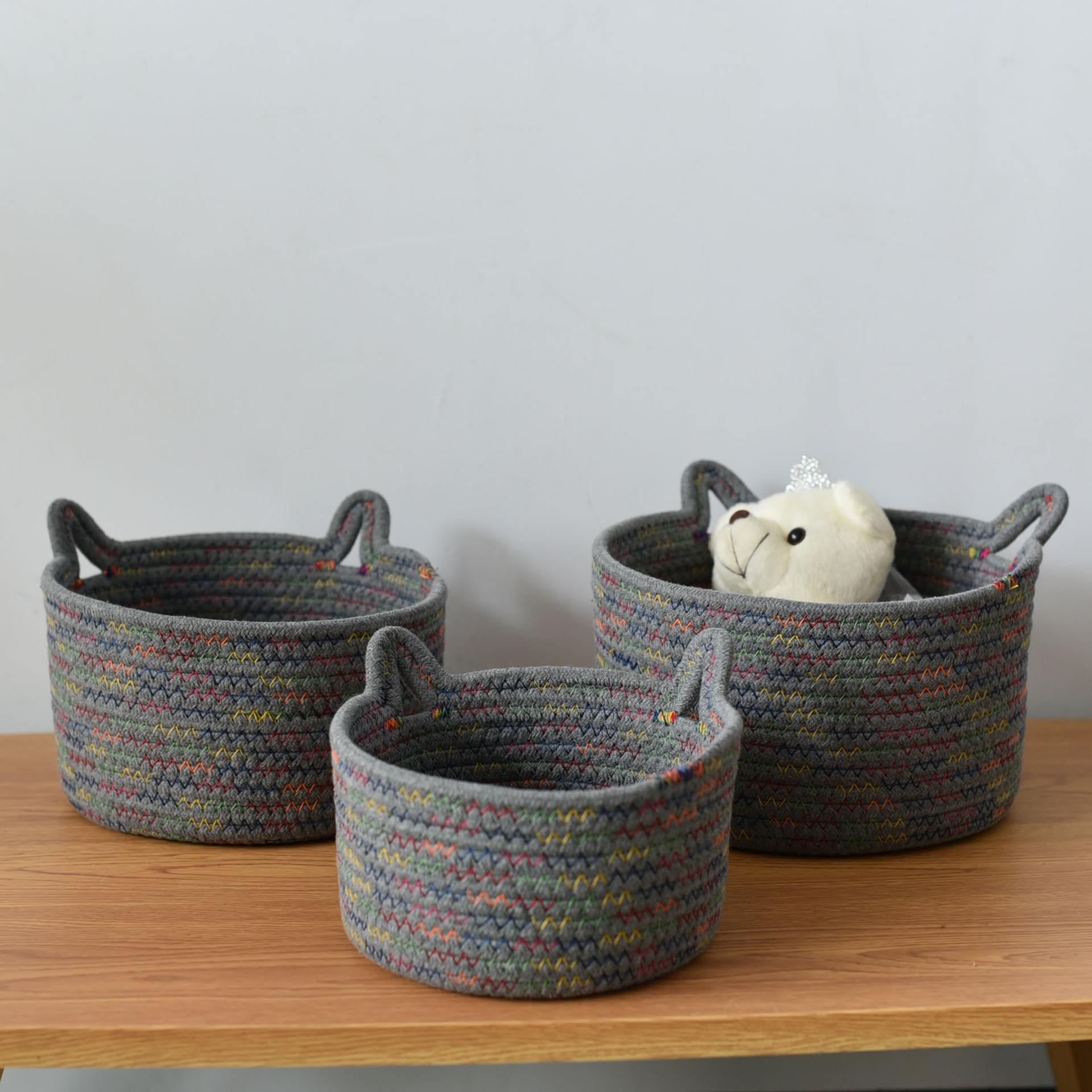 Cat Ear Woven Storage Basket