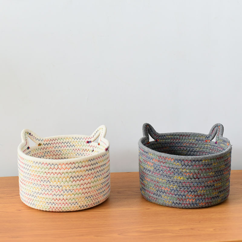 Cat Ear Woven Storage Basket