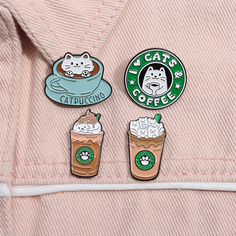 Catpuccino Enamel Brooch Pin