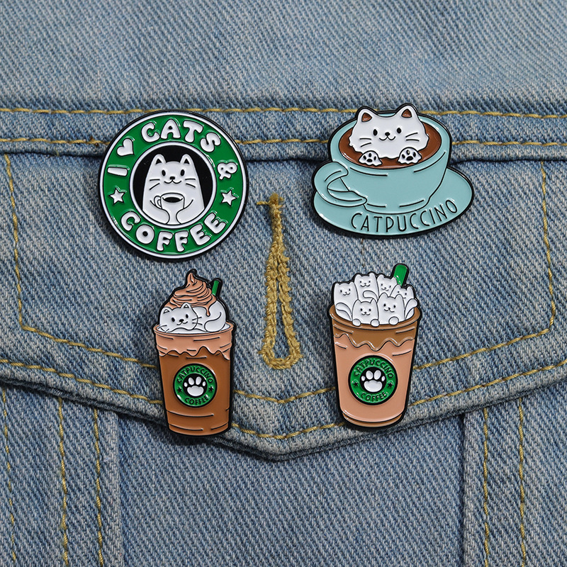 Catpuccino Enamel Brooch Pin