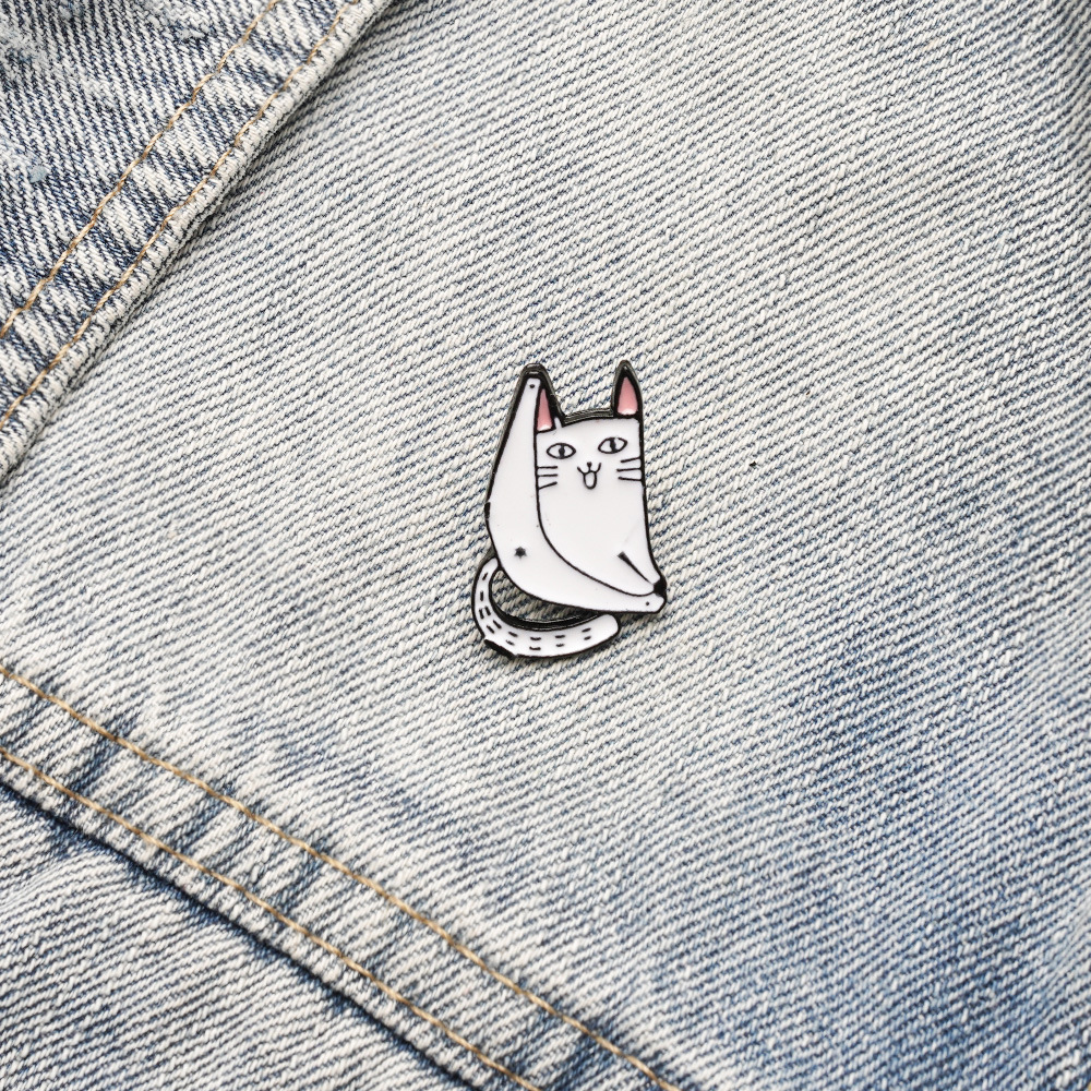 Shameless Cat Enamel Brooch Pin