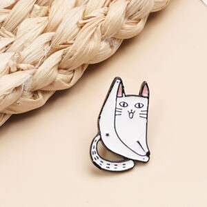 Shameless Cat Enamel Brooch Pin