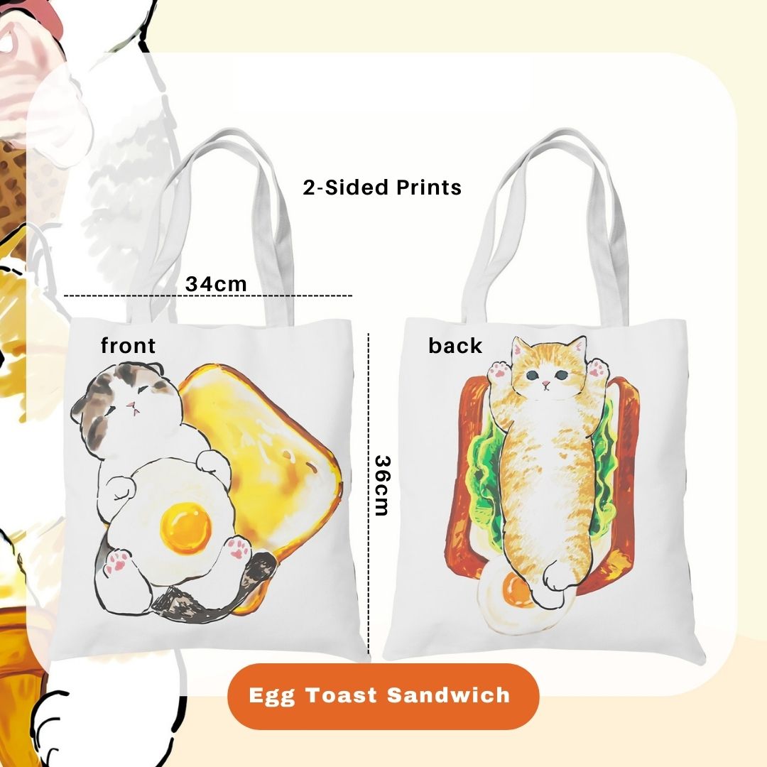 Mofusand Canvas Bag – Egg Toast Sandwich (2-sided Prints)