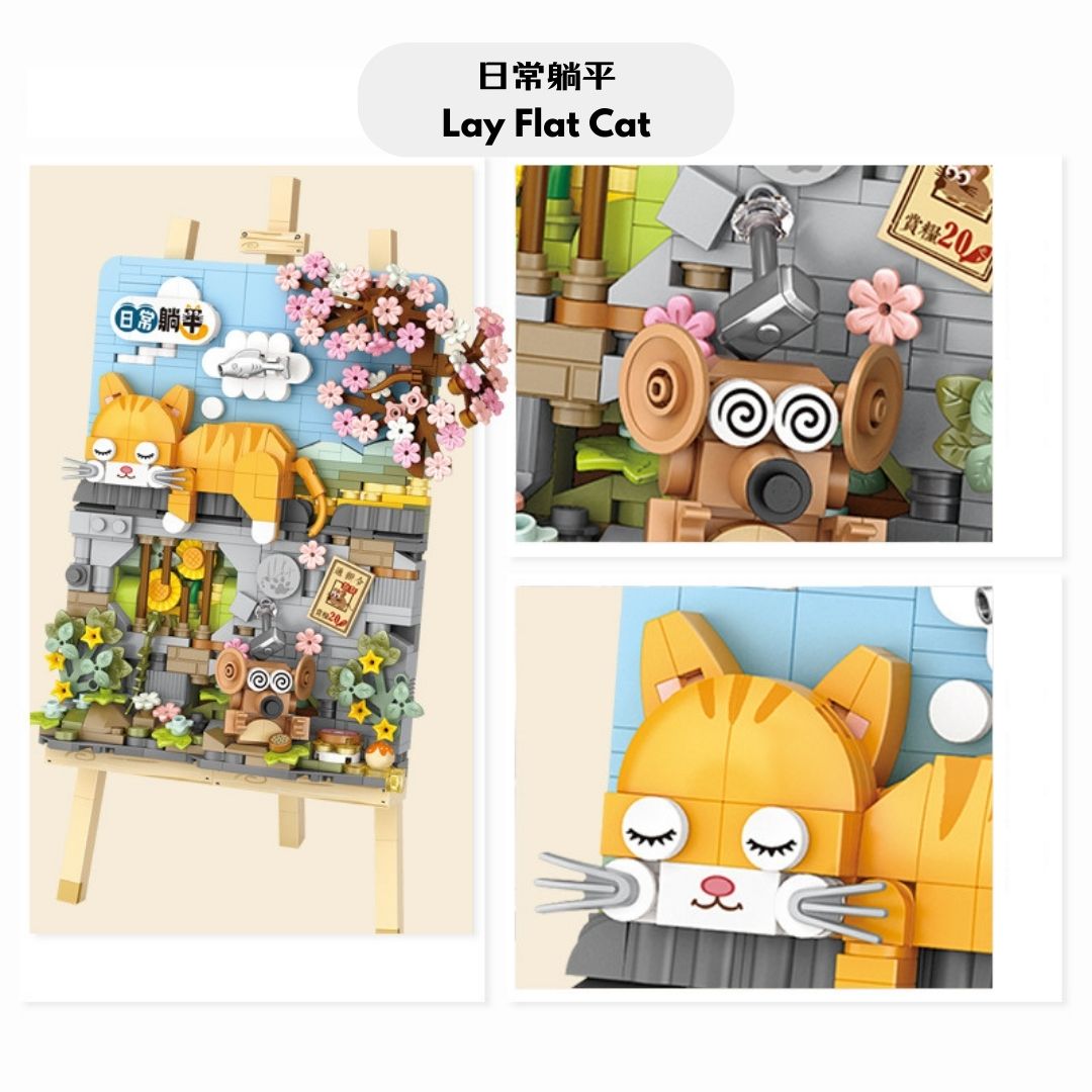 Mini LOZ Block Cat Brick Set With Stand