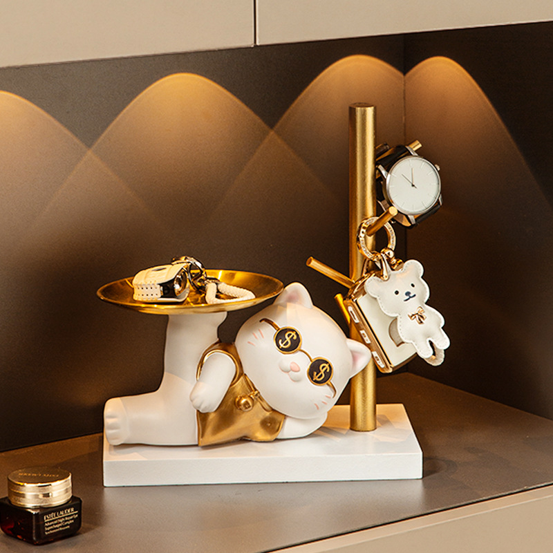 Golden Fortune Lucky Cat Tray and Hanger