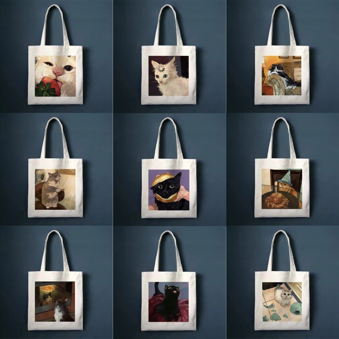 Retro Cat Canvas Bag