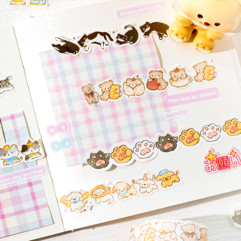 Irregular Shape Cat and Friends Washi Tape