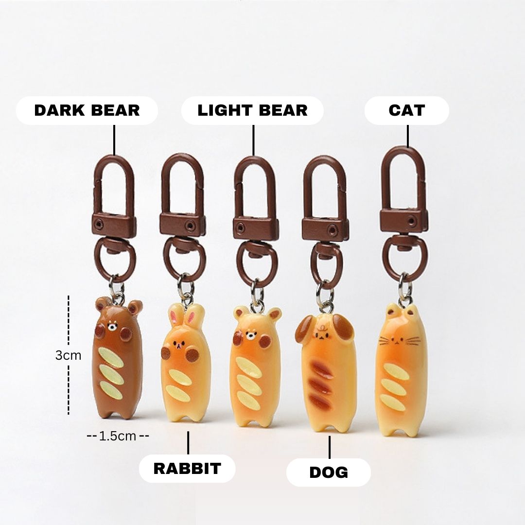 Baguette Cat and Friends Keychain