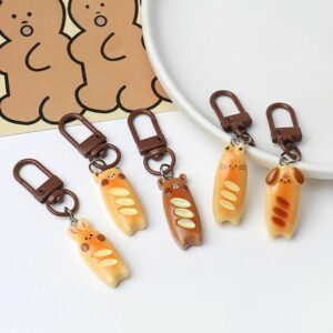 Baguette Cat and Friends Keychain