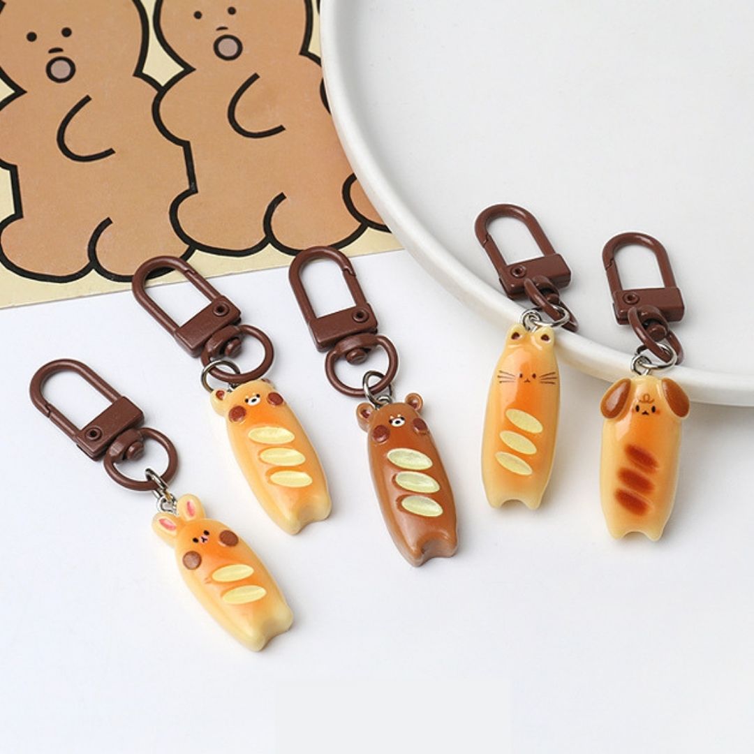 Baguette Cat and Friends Keychain