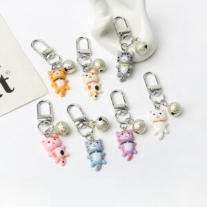Hanging Cat With Bell Keychain