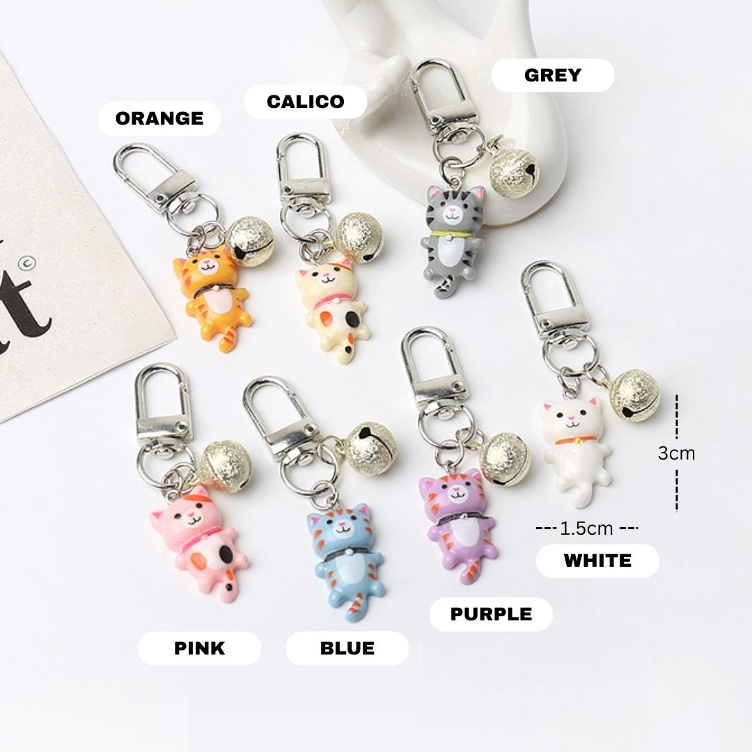 Hanging Cat With Bell Keychain