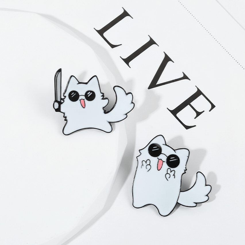 Gojo Cat Enamel Brooch Pin