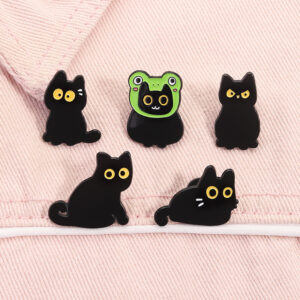 Innocent Black Cat Enamel Brooch Pin
