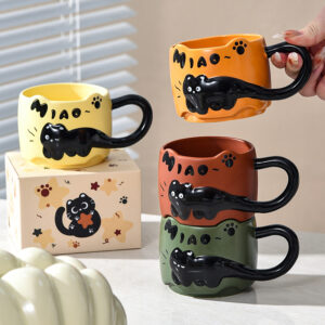 Cat Tail Handle Ceramic Mug With Gift Box