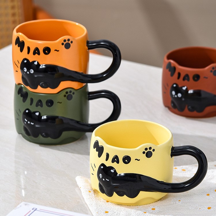 Cat Tail Handle Ceramic Mug With Gift Box