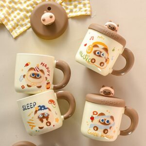 Siamese Cat Ceramic Mug With Straw and Cover (420ml)