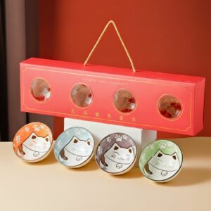 Fortune Lucky Cat Ceramic Bowl Set With Gift Box