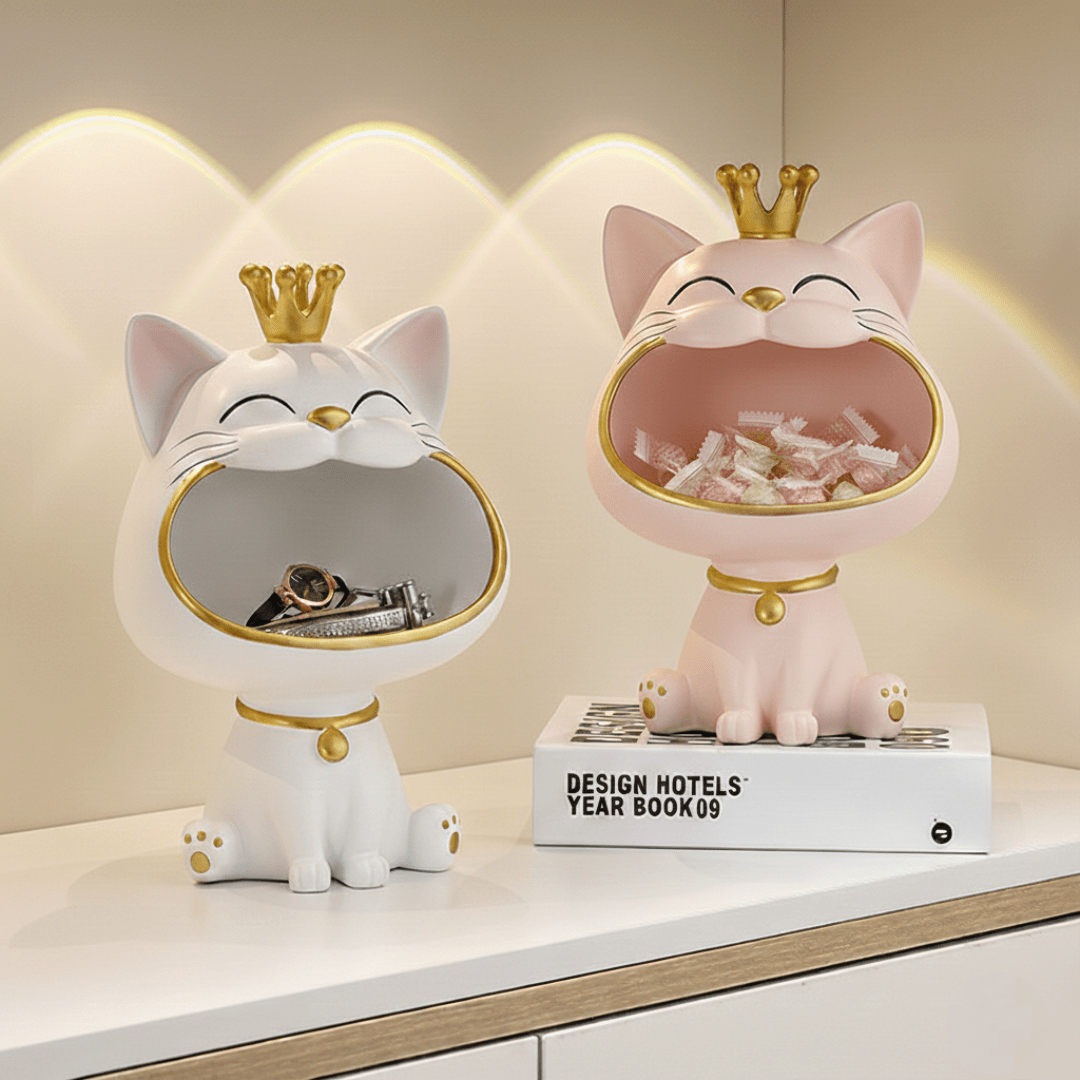 Big Mouth Crown Cat Counter Storage