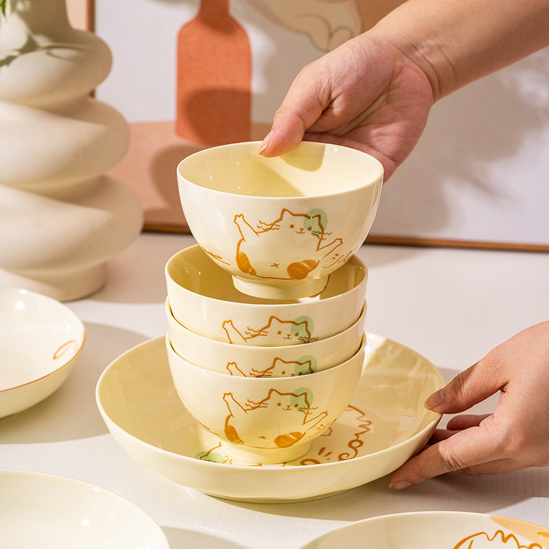 Funny Cat Ceramic Dinnerware Set (8 in 1 Set)
