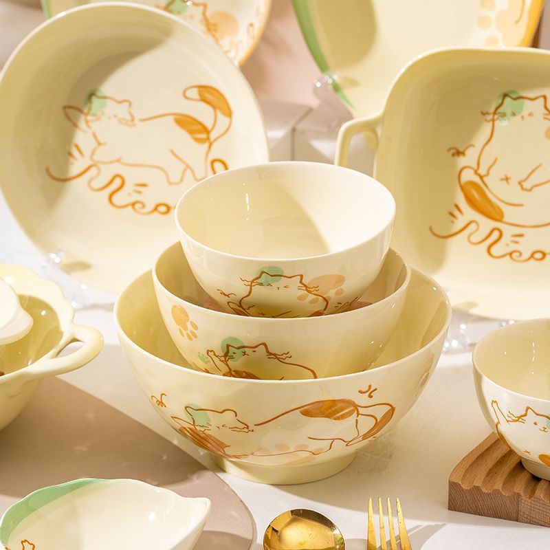Funny Cat Ceramic Dinnerware Set (8 in 1 Set)