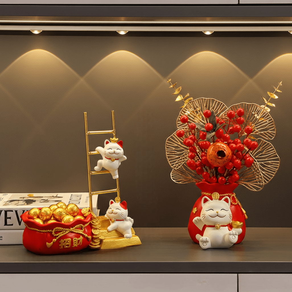 Fortune Lucky Cat Flower Decoration