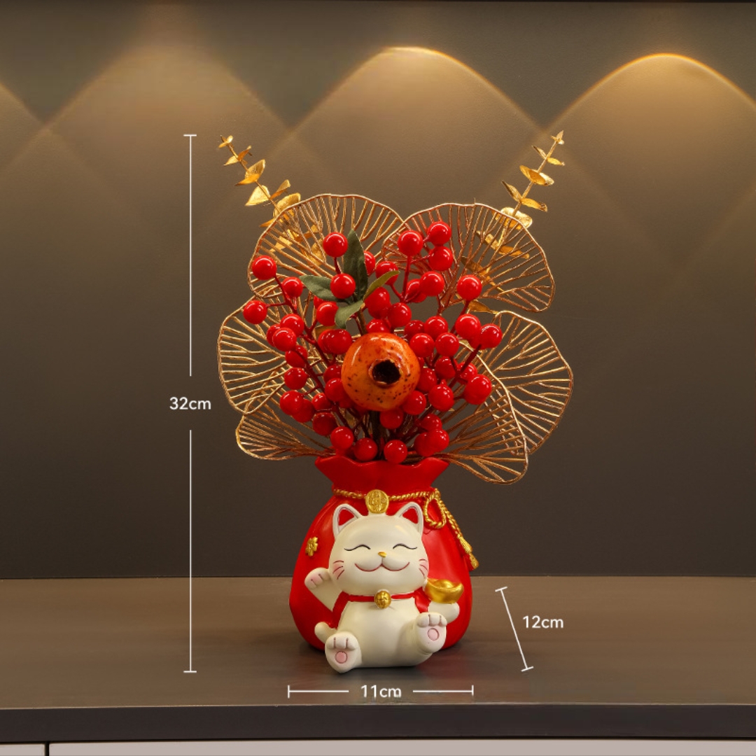 Fortune Lucky Cat Flower Decoration
