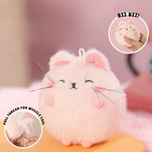 Wiggly Tail Pink Cat Keychain