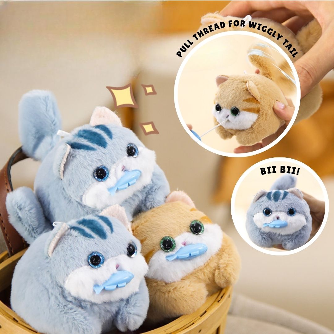 Wiggly Tail Cat and Fish Keychain