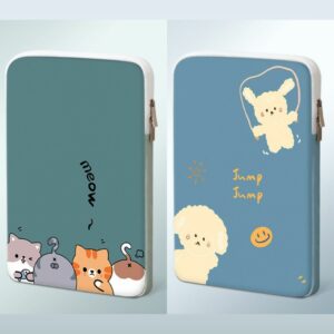 Tablet Laptop Sleeve With Pocket - Cat and Dog (11" / 14")
