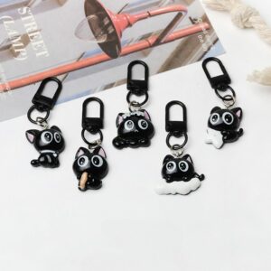Big Eyes Black Cat Keychain